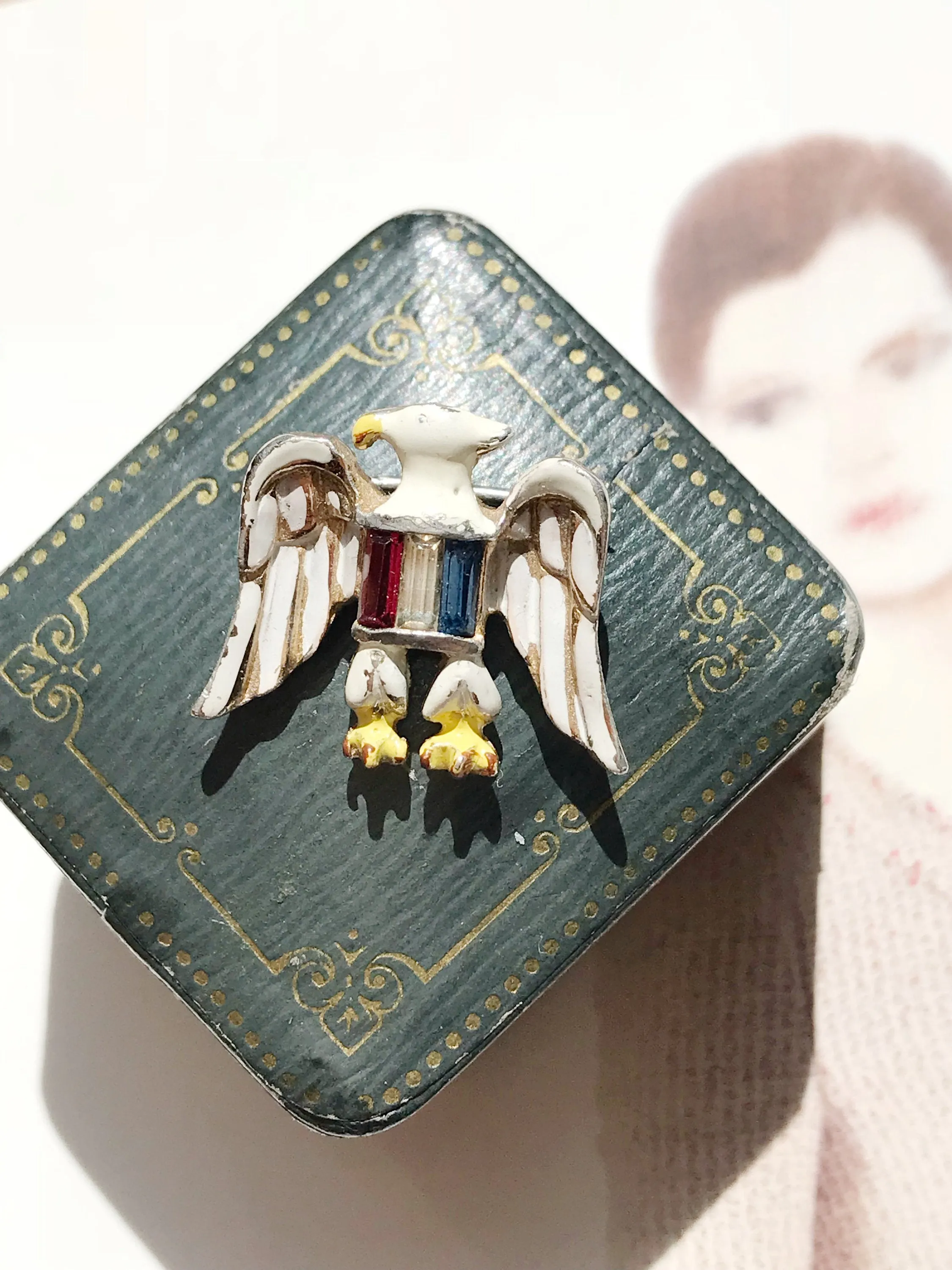 WWII Eagle Rhinestone Pin